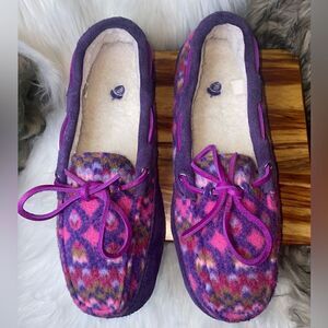 Acorn Women's Slippers Slip On Fur Lined Multicolored Loafers Size 9.5-10.5